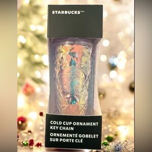 STARBUCKS Christmas Winter Holiday Cold Cup Gem Keychain Ornament Bag Charm NWT